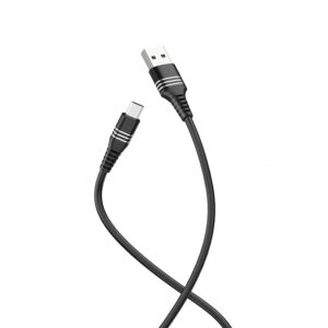 კაბელი IOS  Hoco U46 Tricyclic silicone charging data cable for lightning  black