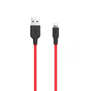 კაბელი IOS   Lightning / HOCO  X21 Silicone lightning charging cable black&red
