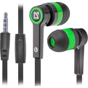 ყურსასმენი Headset for mobile devices Defender Pulse 420 black + green, in-ear (with Microphone)