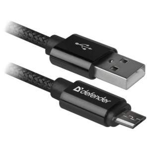 კაბელი USB cable Defender USB08-03T PRO USB2.0 Black, AM-MicroBM, 1m, 2.1A