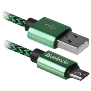 კაბელი USB cable Defender USB08-03T PRO USB2.0 Green, AM-MicroBM, 1m, 2.1A