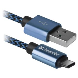 კაბელი USB cable Defender USB09-03T PRO USB2.0 Blue, AM-Type-C, 1m, 2.1A