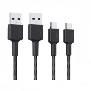 ანდროიდი კაბელი Type - C TO TYPE-C / Aukey Braided Nylon 60W Fast Charge 1  Metre Cable  Black