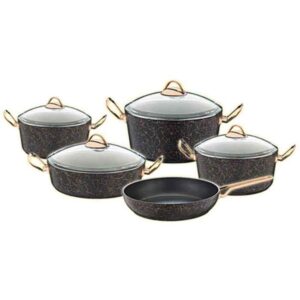 ქვაბების ნაკრები გრანიტი ოქროსფერი 9 pcs 3037 OMS 25158