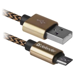 კაბელი USB cable Defender USB08-03T PRO USB2.0 Golden, AM-MicroBM, 1m, 2.1A