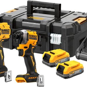 DEWALT DCK2050E2T 18 V ბატარეის კომბინირებული პაკეტი (1 DCD805 Impact Driver, 1 x DCF850 1/4" Impact Driver, 2 x Powerstack DCBP034 18 V/1.7 Ah, 1 x DCB115 სწრაფი დამტენი, T