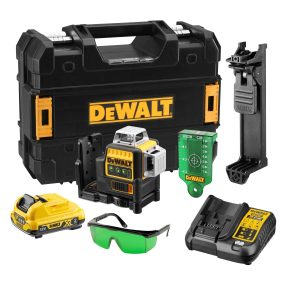 DEWALT DCE089D1G-QW თვითნიველირებადი x3 360° 1080° ჯვარედინი ხაზის ლაზერი 10,8 ვ (მწვანე)