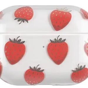 For Apple AirPods Pro (Gen 2) (USB-C) / Pro 2 Hard PC Earbud Case Lacquered Fruit Flower Pattern Bluetooth Earphone Protective Cover- Strawberry