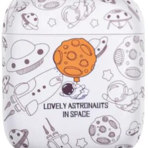 For Apple AirPods 2nd gen.TPU Earphone Charging Case Water Transfer Printing Protective Cover - White Astronaut