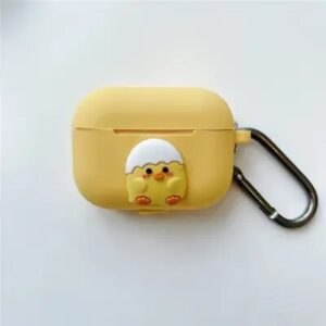 for Apple AirPods Pro Soft TPU Bluetooth Earphone Protective Case with 3D Doll Decor - Yellow / Chick