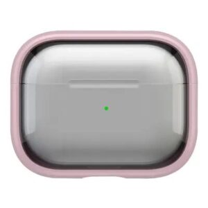 For Apple AirPods Pro 2 Case PC+TPU Bluetooth Earbud Cover Phone Stand with Carabiner - Transparent Pink