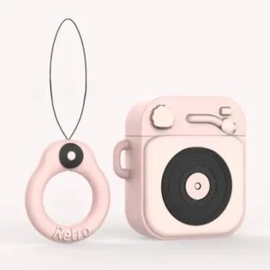 For Apple AirPods 2nd gen.Silicone Earphone Case+Finger Ring Strap - Pink