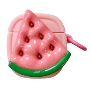 For Apple AirPods 2nd gen. Creative Fruit Earphone Case Silicone Cover with Buckle - Watermelon