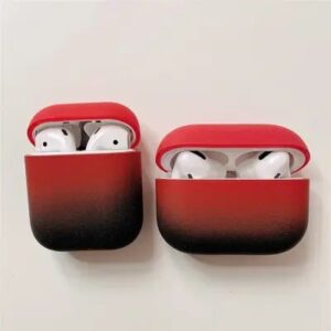 For Apple AirPods Pro Gradient Frosted Bluetooth Earphone Protective Cover PC Hard Case (without Buckle) - Red / Black