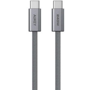 AUKEY CB-DCC241 C to C 240W/480Mbps 1.0M Braided Cable USB2.0 Gunmetal