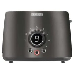 Sencor STS 6058BK Toaster, 2 slots for making two slices (length 135 mm), Premium metallic design, 9 toasting intensity levels, Power input: 1,000W, 2